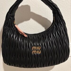 Miu Miu Wander matelassé nappa leather hobo bag